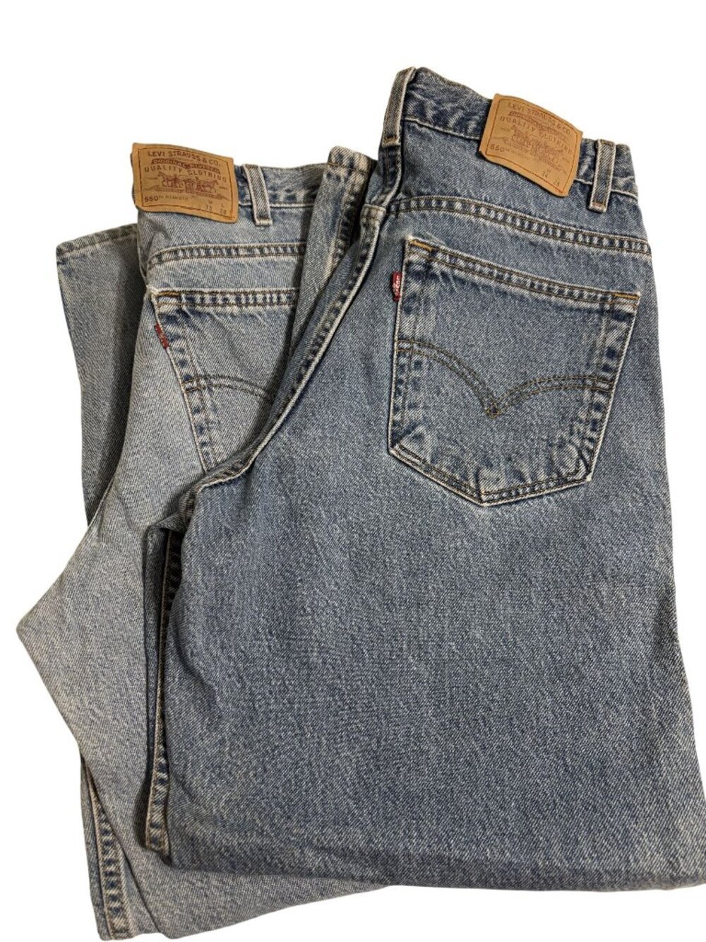 2 Levis 550 Relaxed Fit Husky Jeans W33 L28 & W34 L28 Blue Denim Vintage Classic
